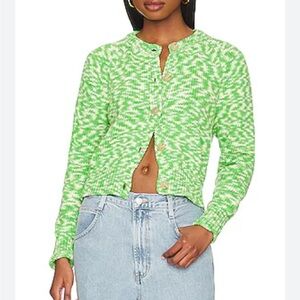 White + Warren Green and Cream Kids Cardigan